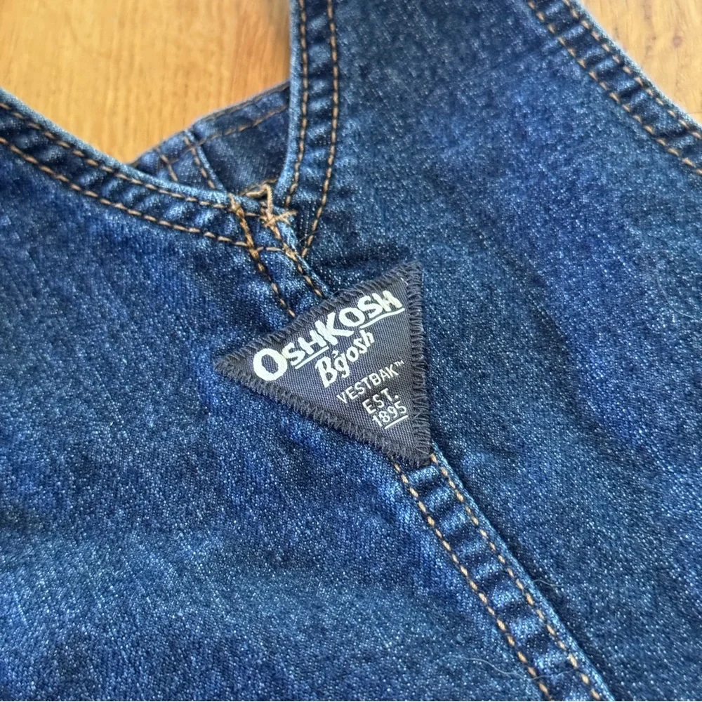 OshKosh B'Gosh 18 MONTHS Denim Vestbak Denim Overalls Plaid Cuffs